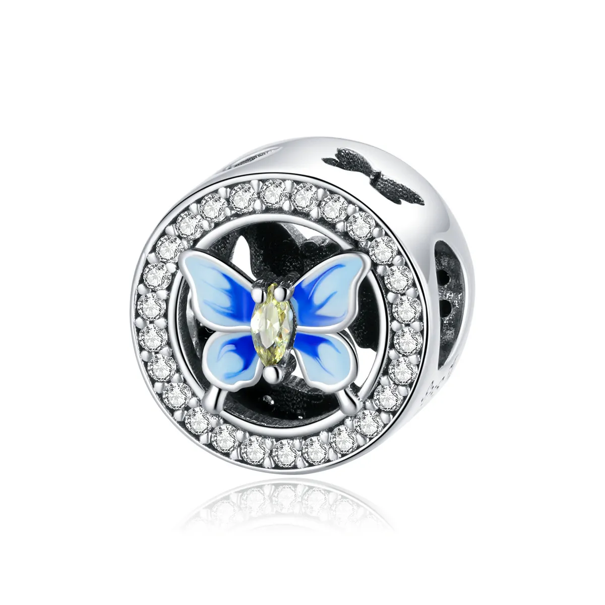 pandora style silver colorful butterfly charm scc1682