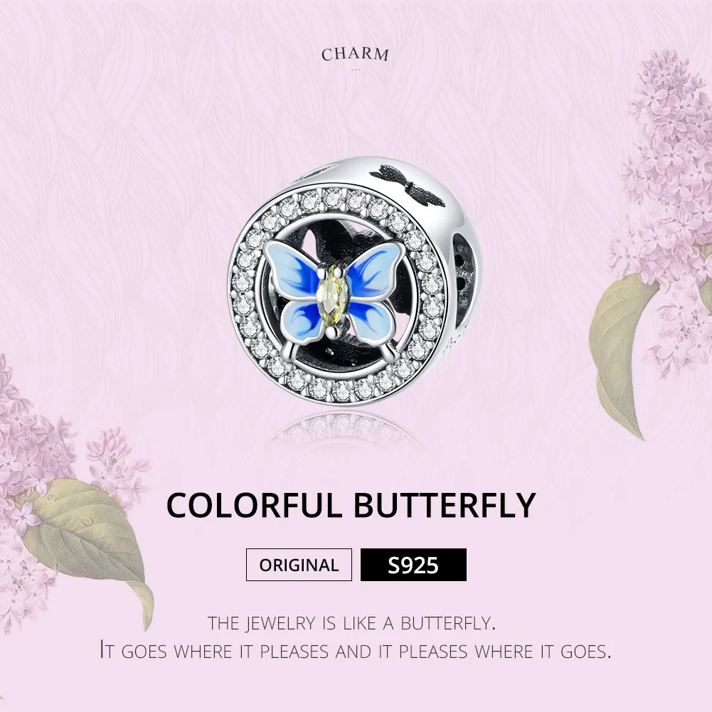 Pandora Style Silver Colorful Butterfly Charm - SCC1682