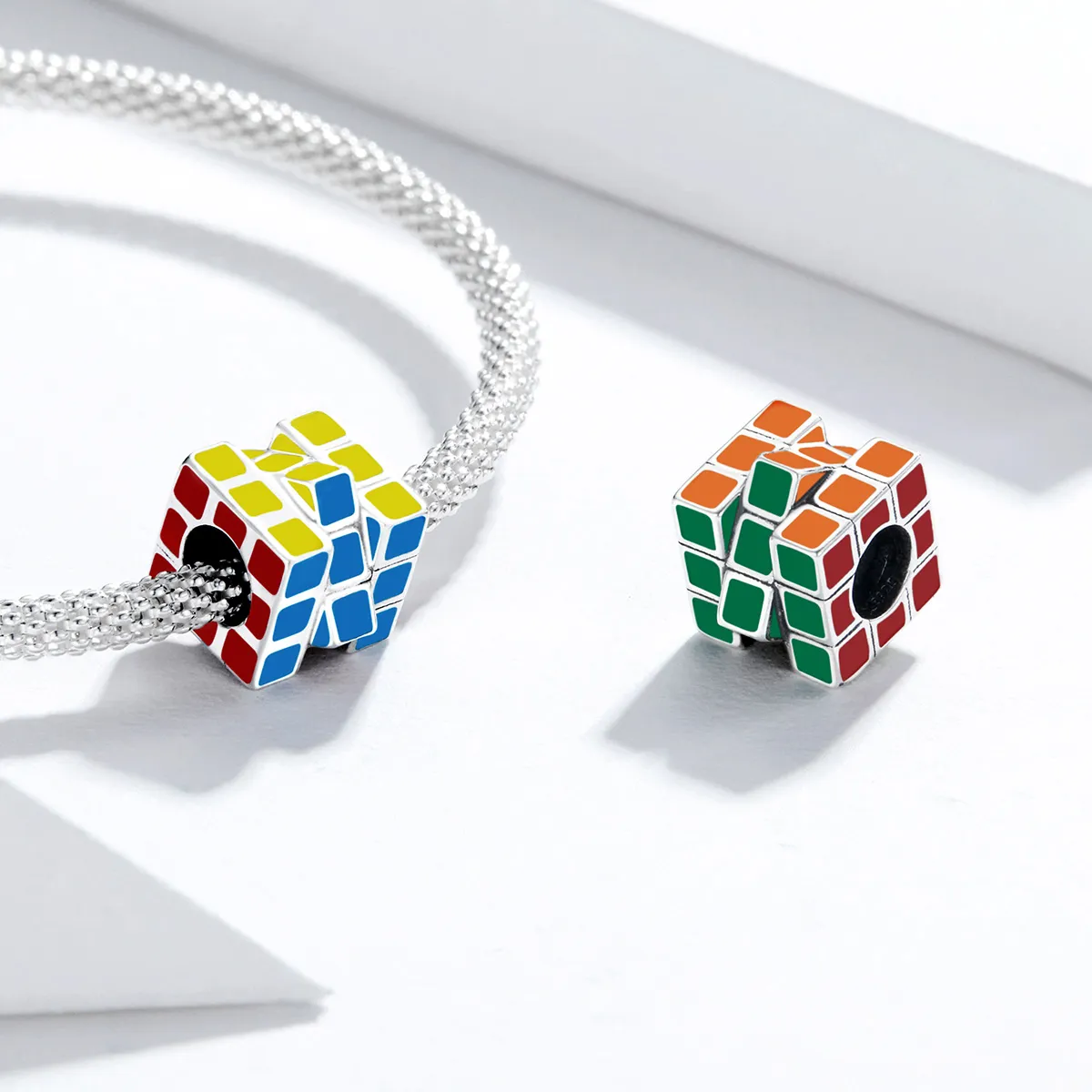 Pandora Style Silver Colorful Cube Charm - SCC1640