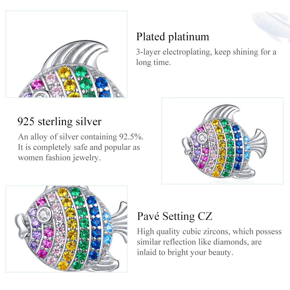 Pandora Style Silver Colorful Fish Charm - SCC1803