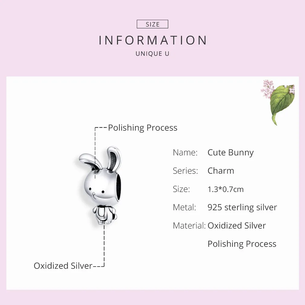 Pandora Style Silver Cute Bunny Charm - SCC1517