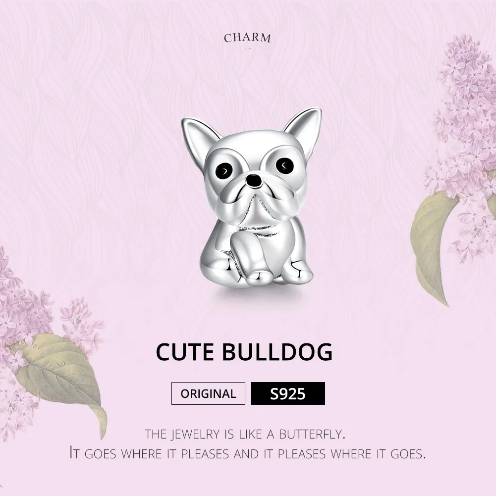 Pandora Style Silver Cute Frenchie Bulldog Charm - SCC1599