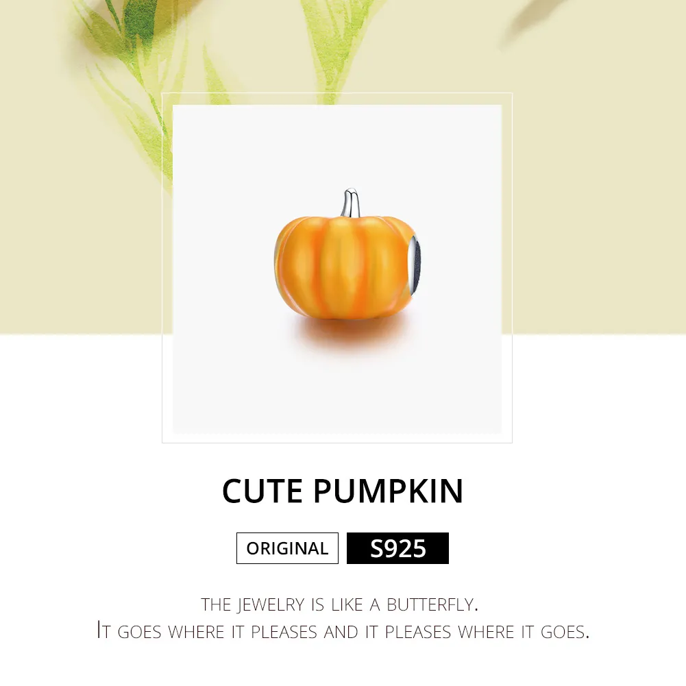 Pandora Style Silver Cute Pumpkin Charm - BSC333