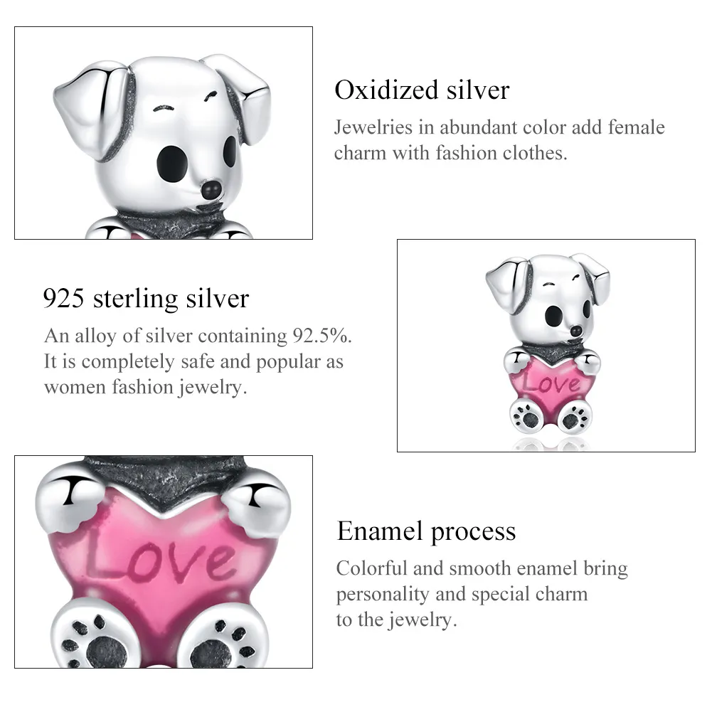 Pandora Style Silver Cute Puppy Charm - SCC1677