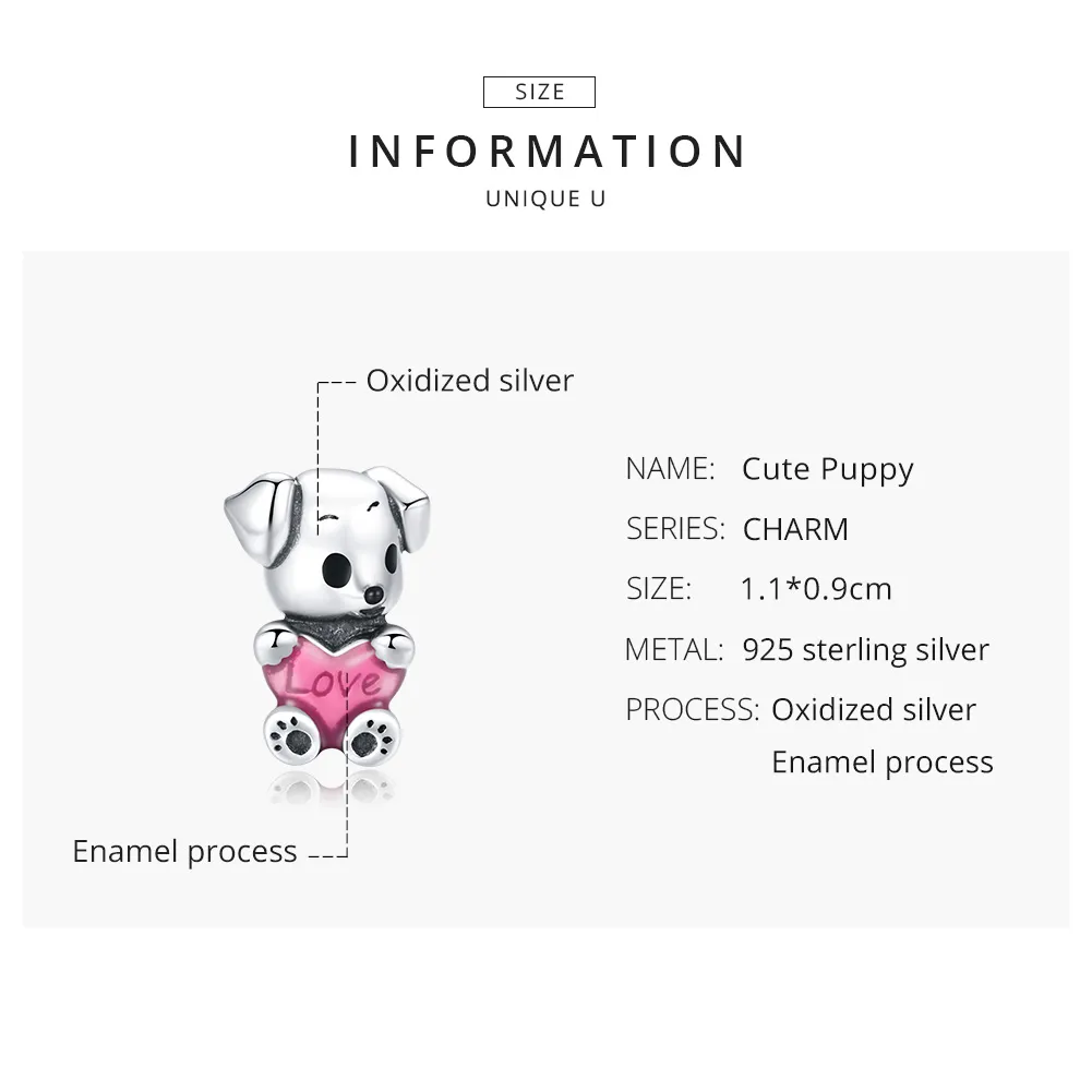 Pandora Style Silver Cute Puppy Charm - SCC1677