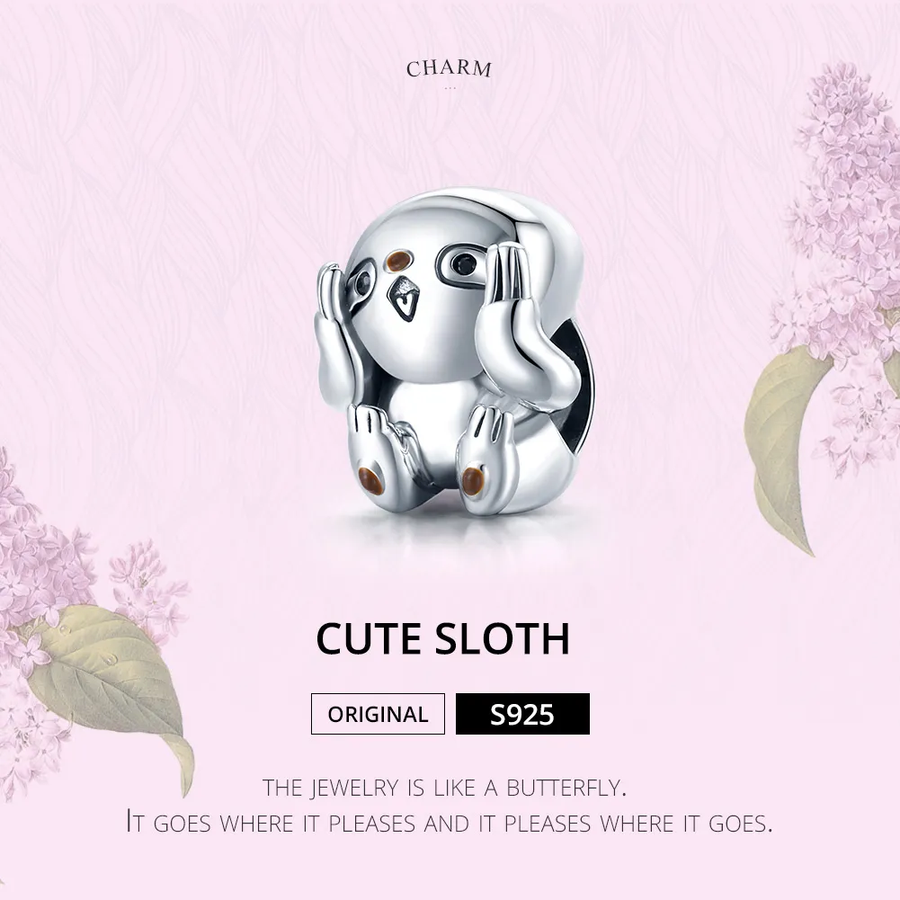 Pandora Style Silver Cute Sloth Charm - SCC1698