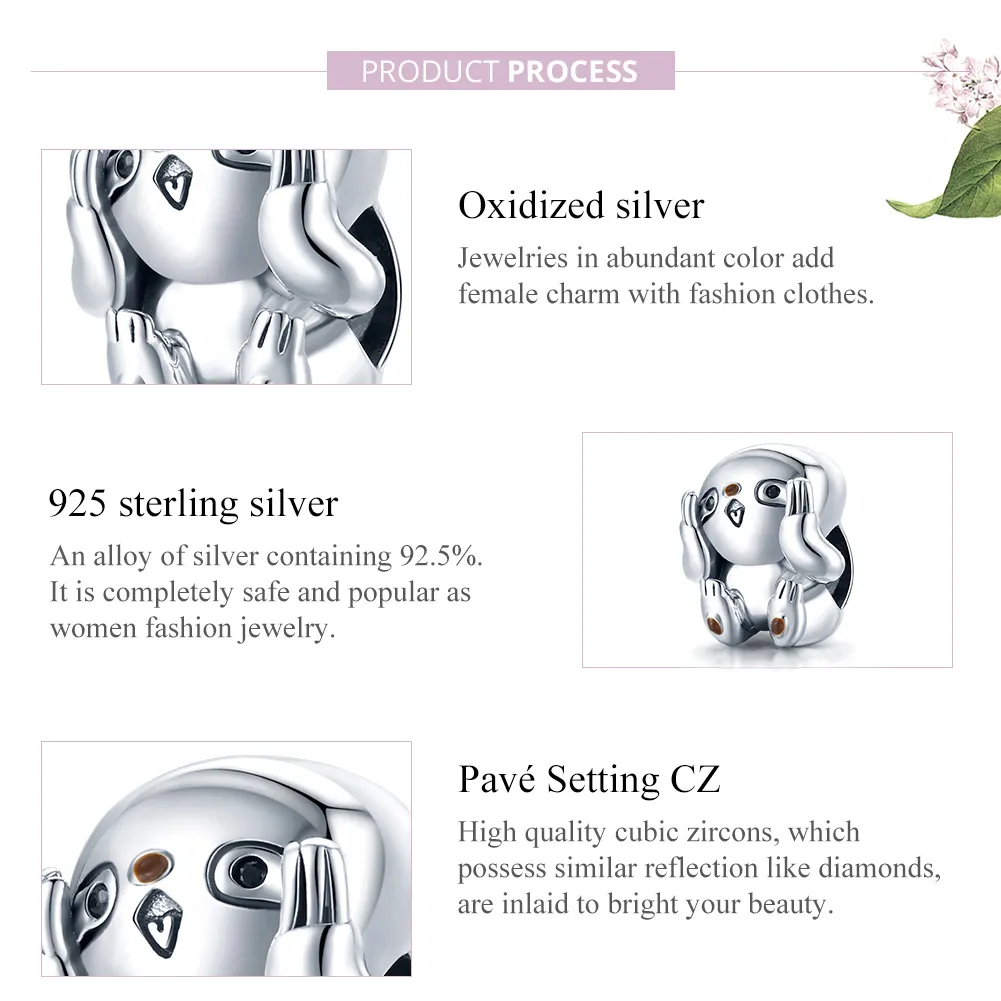 Pandora Style Silver Cute Sloth Charm - SCC1698