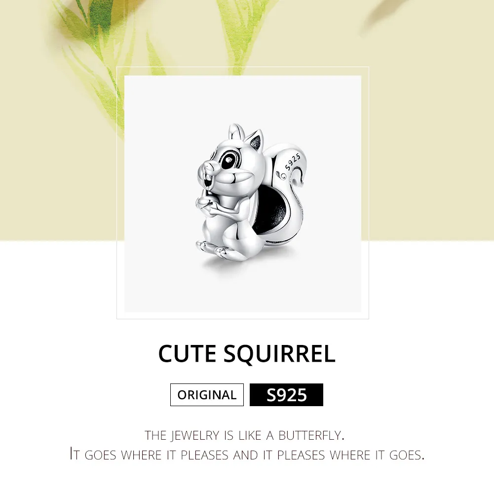 Pandora Style Silver Cute Squirrel Charm - BSC338