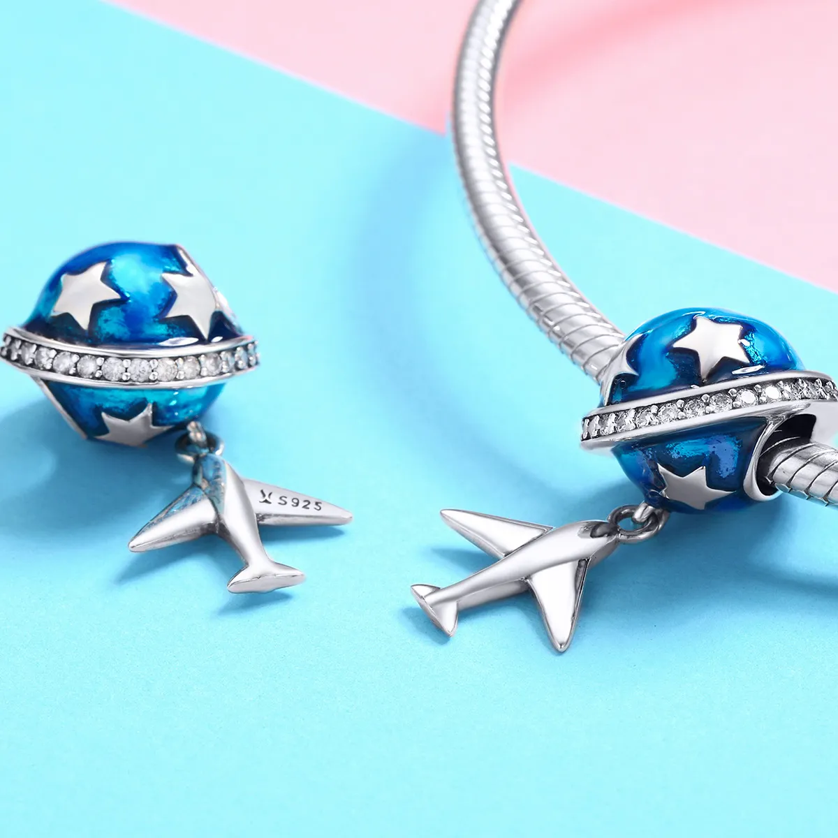 Pandora Style Silver Dream Airplane For Travel Around Charm - SCC887