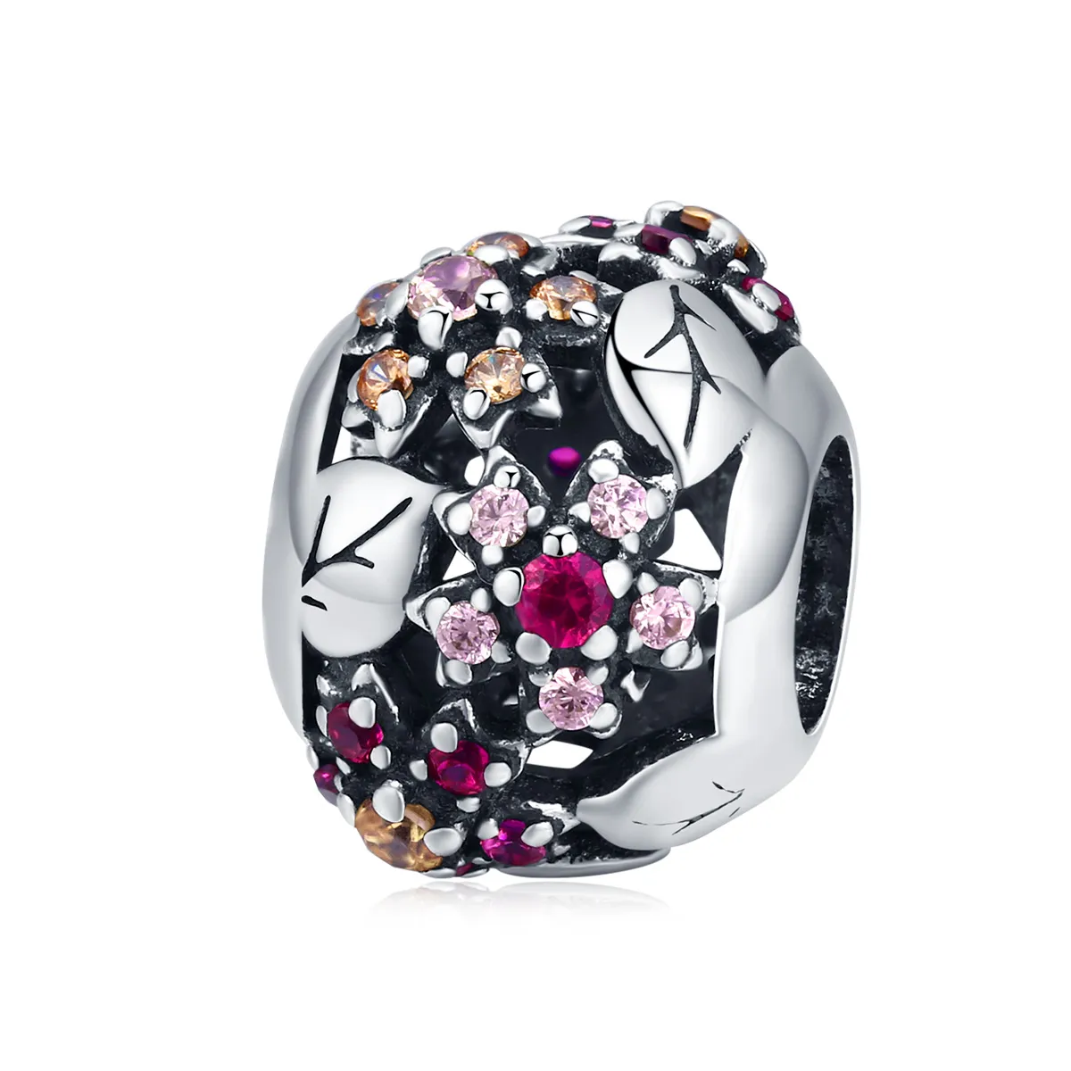 pandora style silver elegant cherry blossom charm scc1446