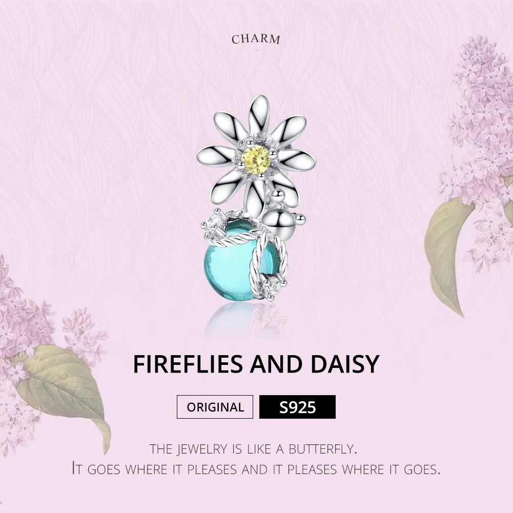 Pandora Style Silver Fireflies And Daisy Charm - SCC1369