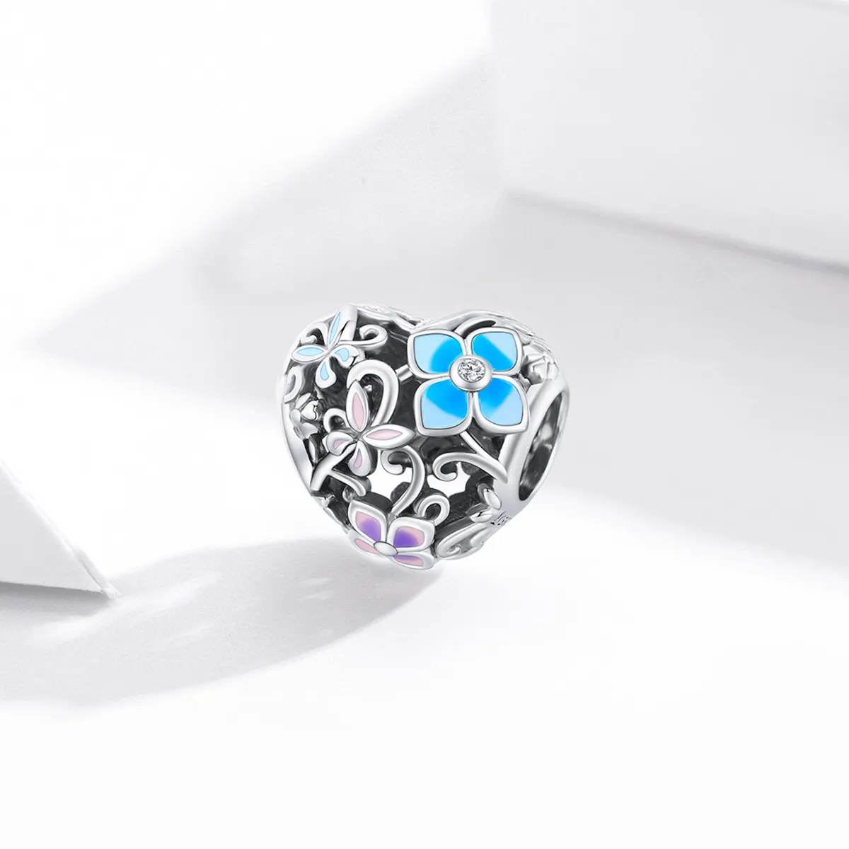 Pandora Style Silver Flowers And Butterflies Charm - SCC1836