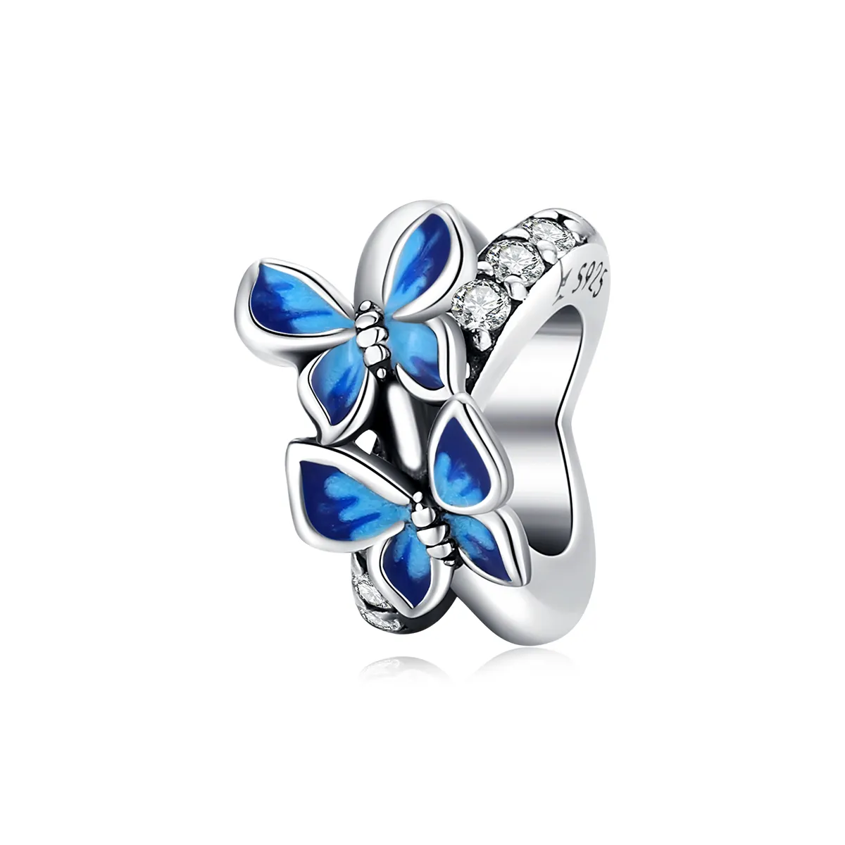 pandora style silver flying butterflies charm scc1731