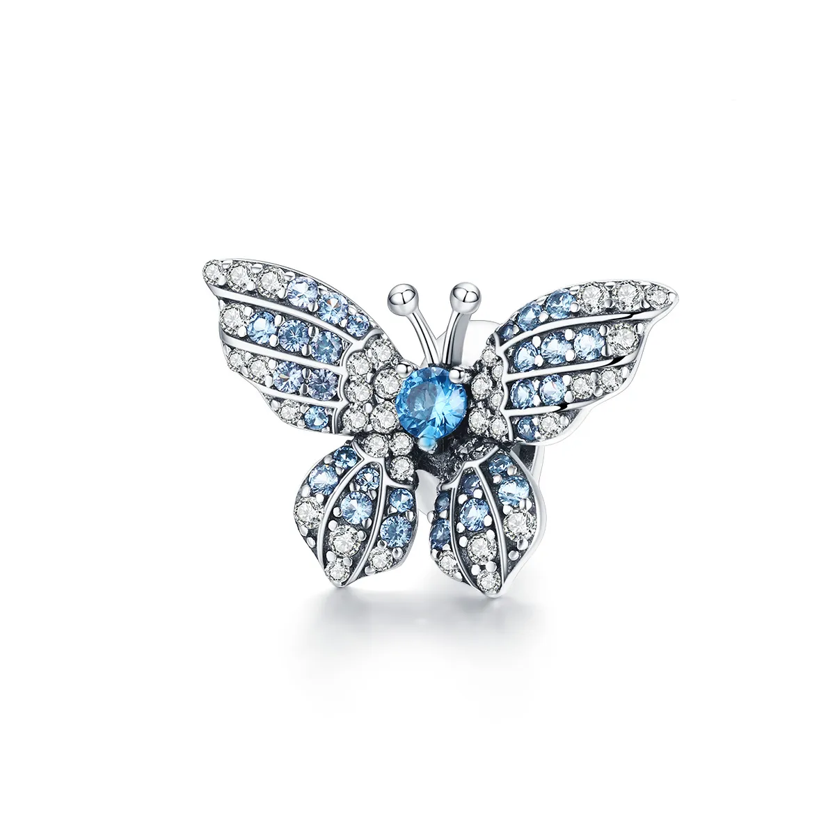 pandora style silver glitter butterfly charm bsc061