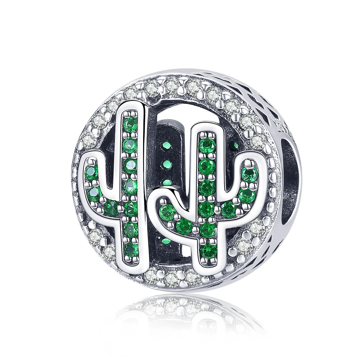 pandora style silver green vibrant cactus charm scc918