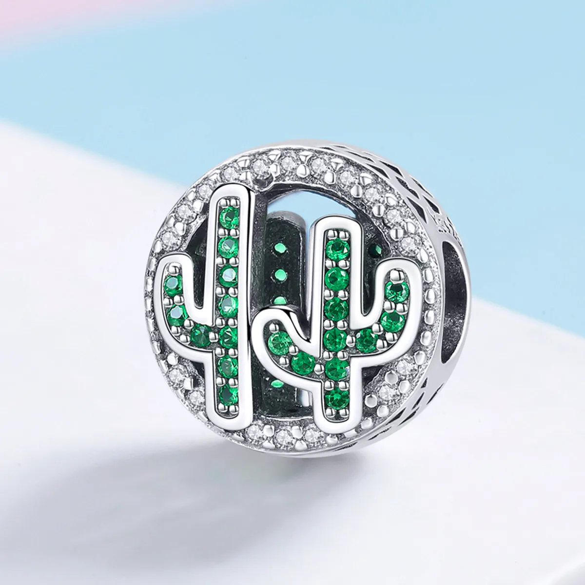 Pandora Style Silver Green Vibrant Cactus Charm - SCC918