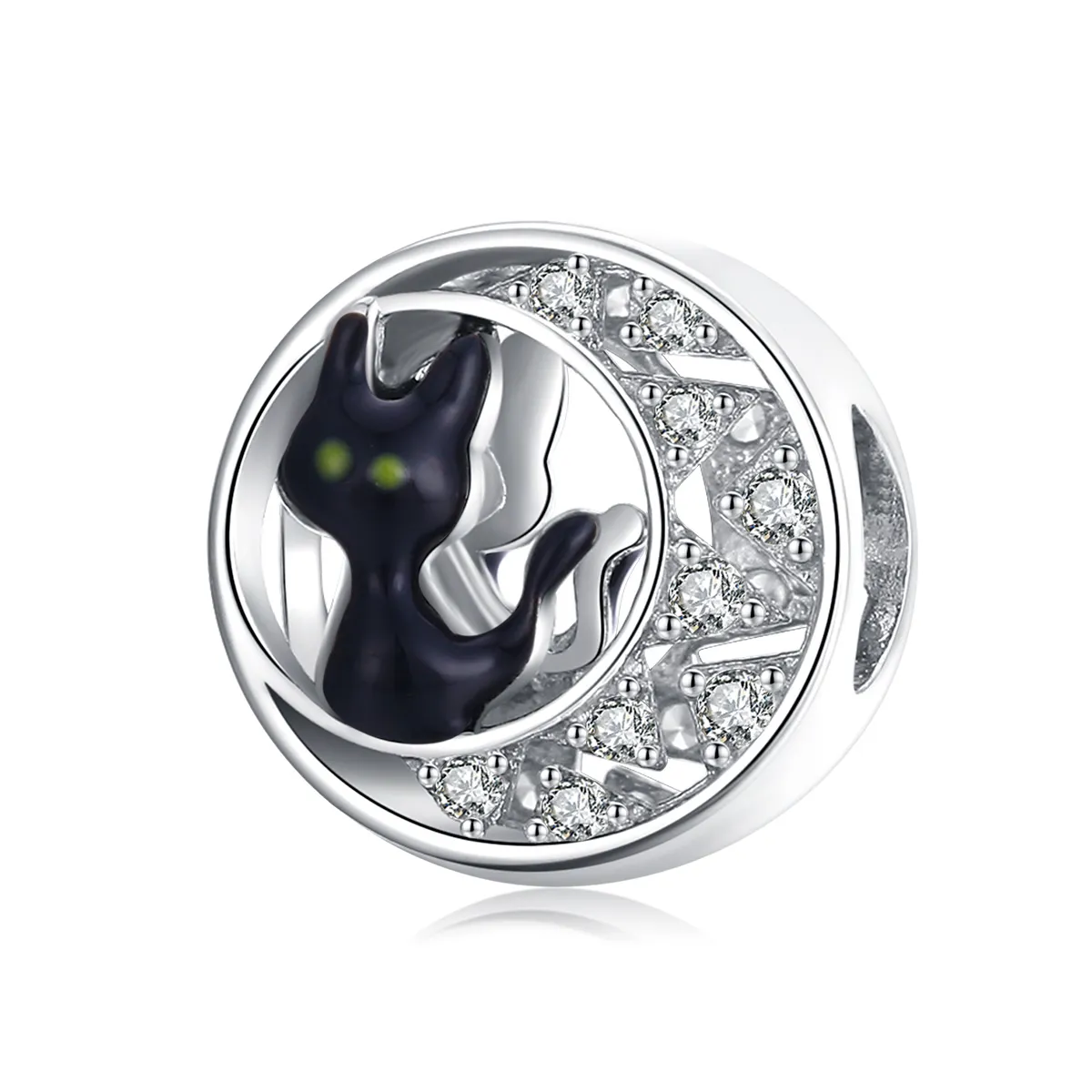 pandora style silver halloween black cat charm bsc325