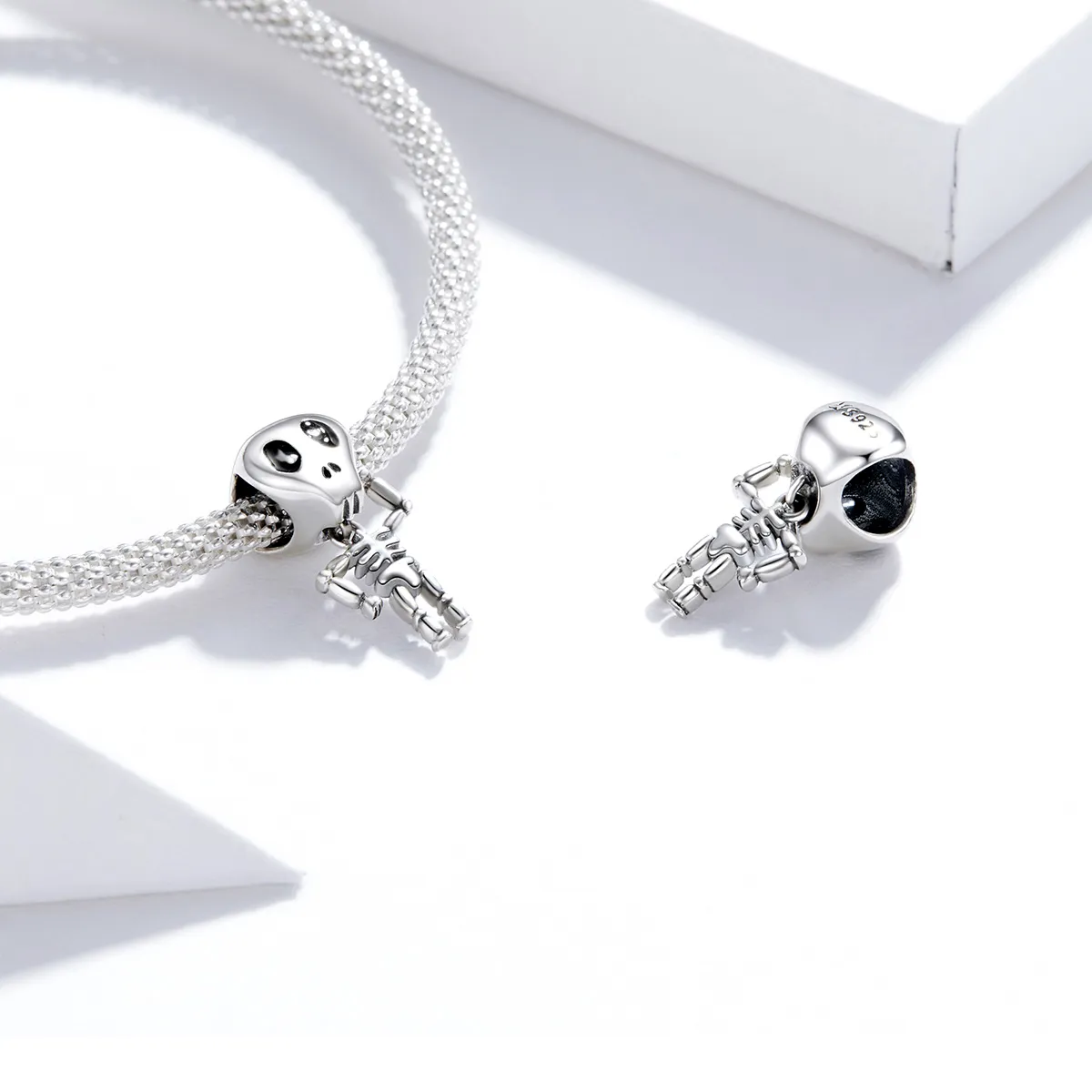 Pandora Style Silver Halloween Skull Man Charm - SCC1617