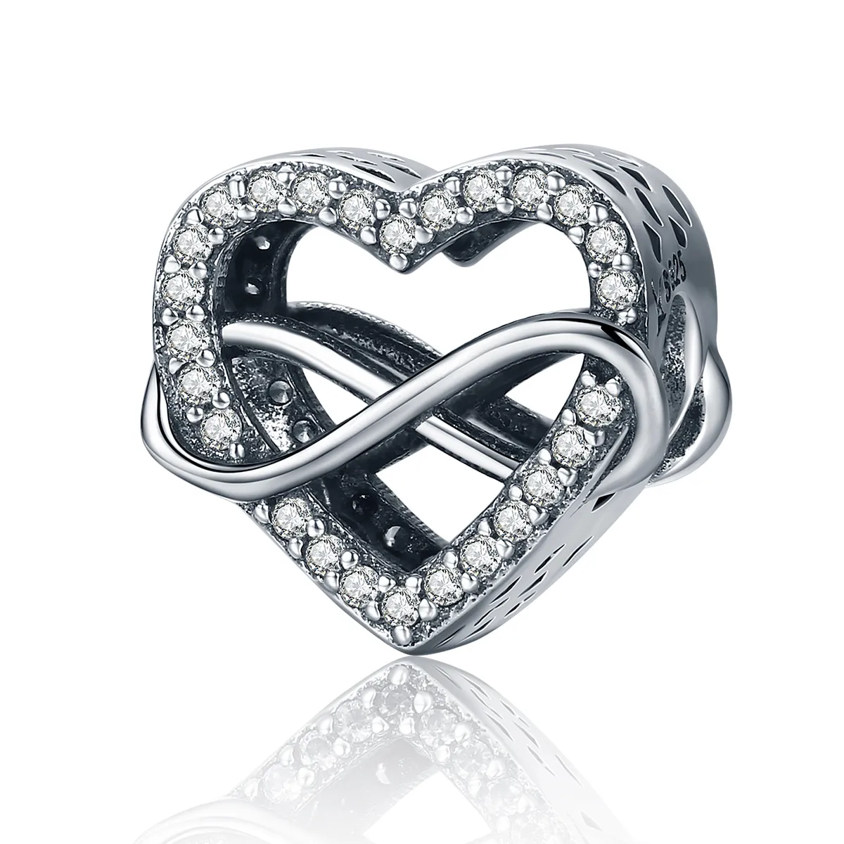 pandora style silver heart shape charm scc432