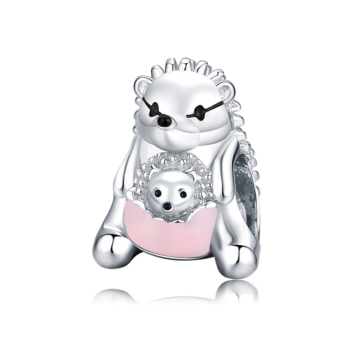 pandora style silver hedgehog mother and child charm bsc239