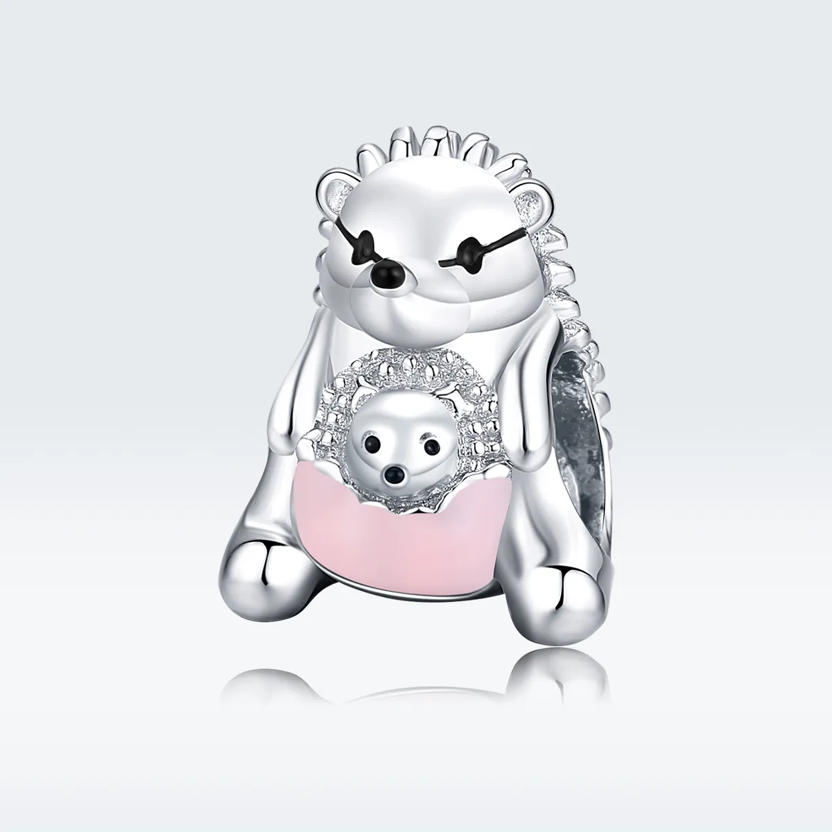 Pandora Style Silver Hedgehog mother and child Charm - BSC239