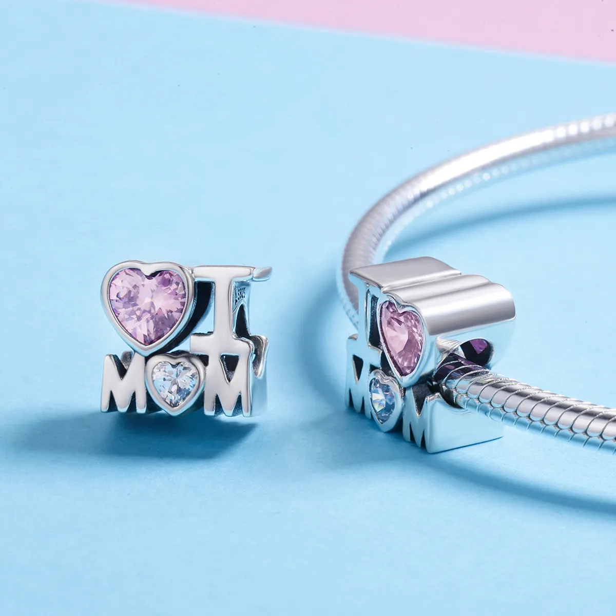 Pandora Style Silver I Love Mom Charm - SCC579