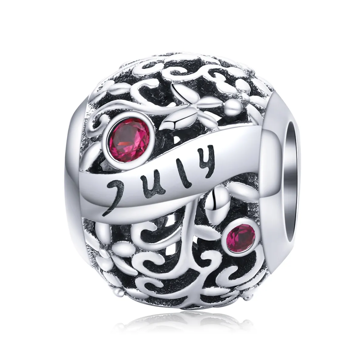 Pandora Style Silver July Garnet Birthstone Charm - SCC1385-7