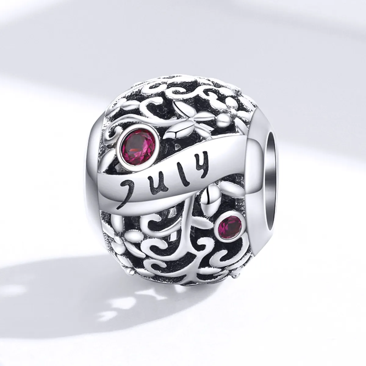 Pandora Style Silver July Garnet Birthstone Charm - SCC1385-7