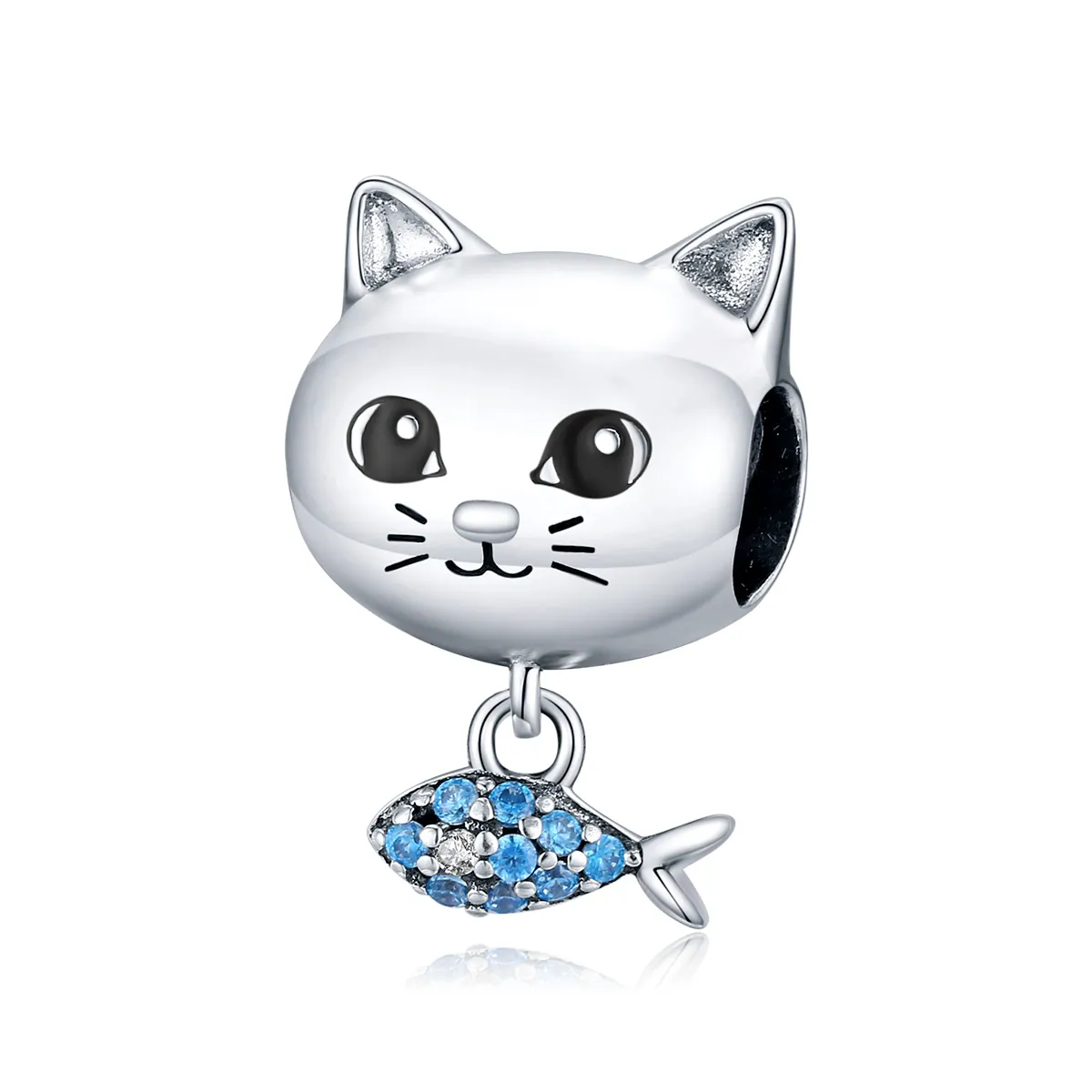 pandora style silver kitty love fish charm bsc226