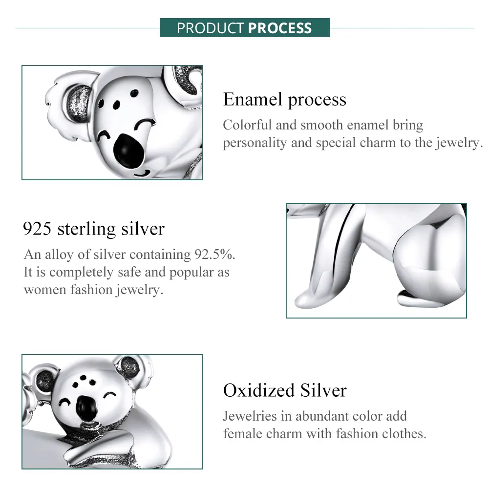 Pandora Style Silver Koala With Kid Charm - BSC260