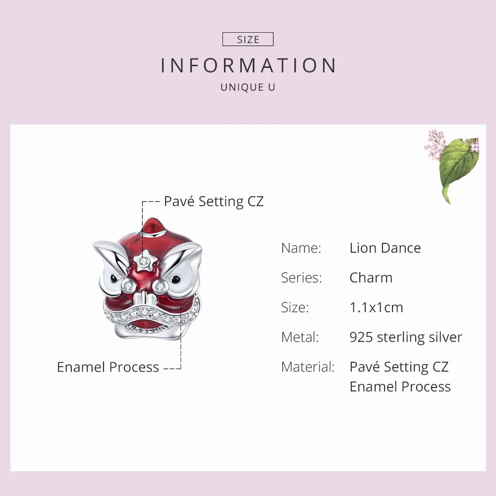 Pandora Style Silver Lion Dance Charm - BSC086