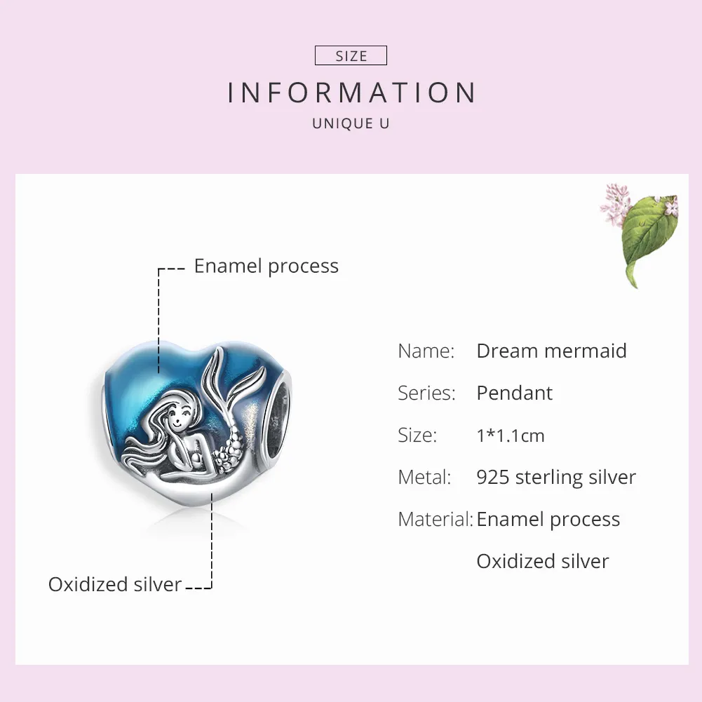 Pandora Style Silver Little Mermaid Dream Charm - SCC1801