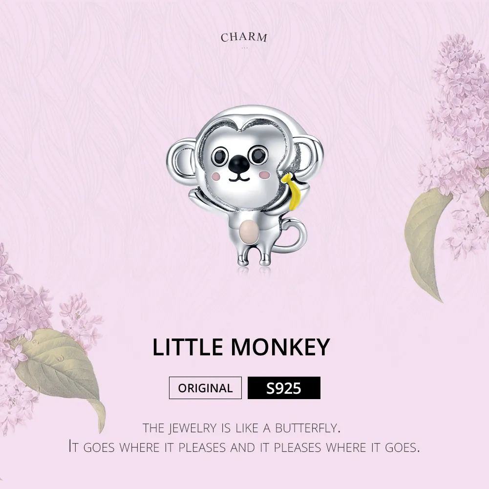 Pandora Style Silver Little Monkey Charm - SCC1575