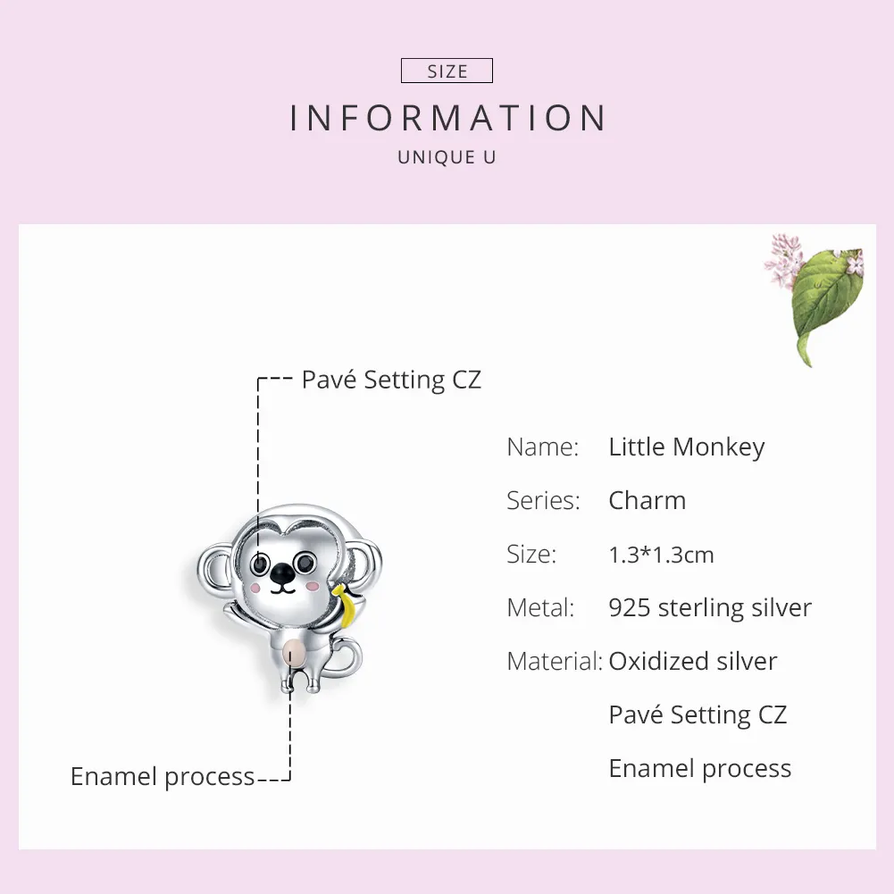 Pandora Style Silver Little Monkey Charm - SCC1575