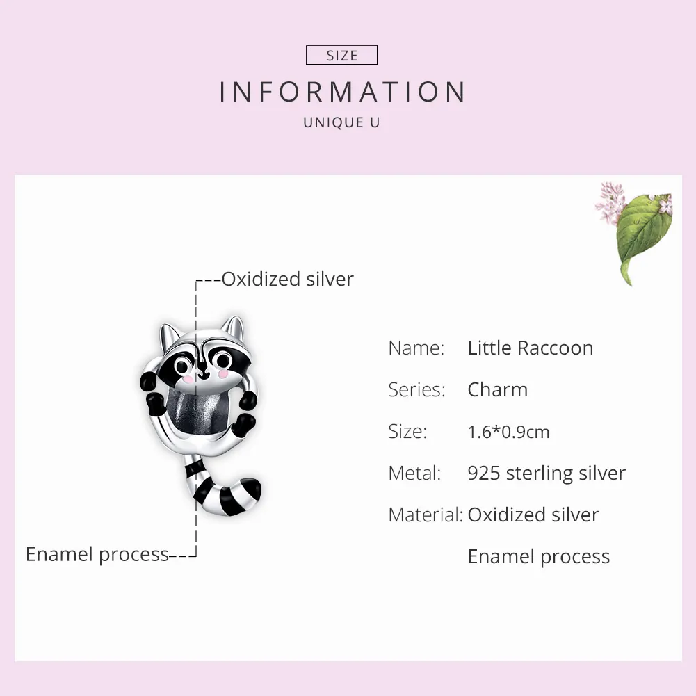 Pandora Style Silver Little Raccoon Charm - BSC403