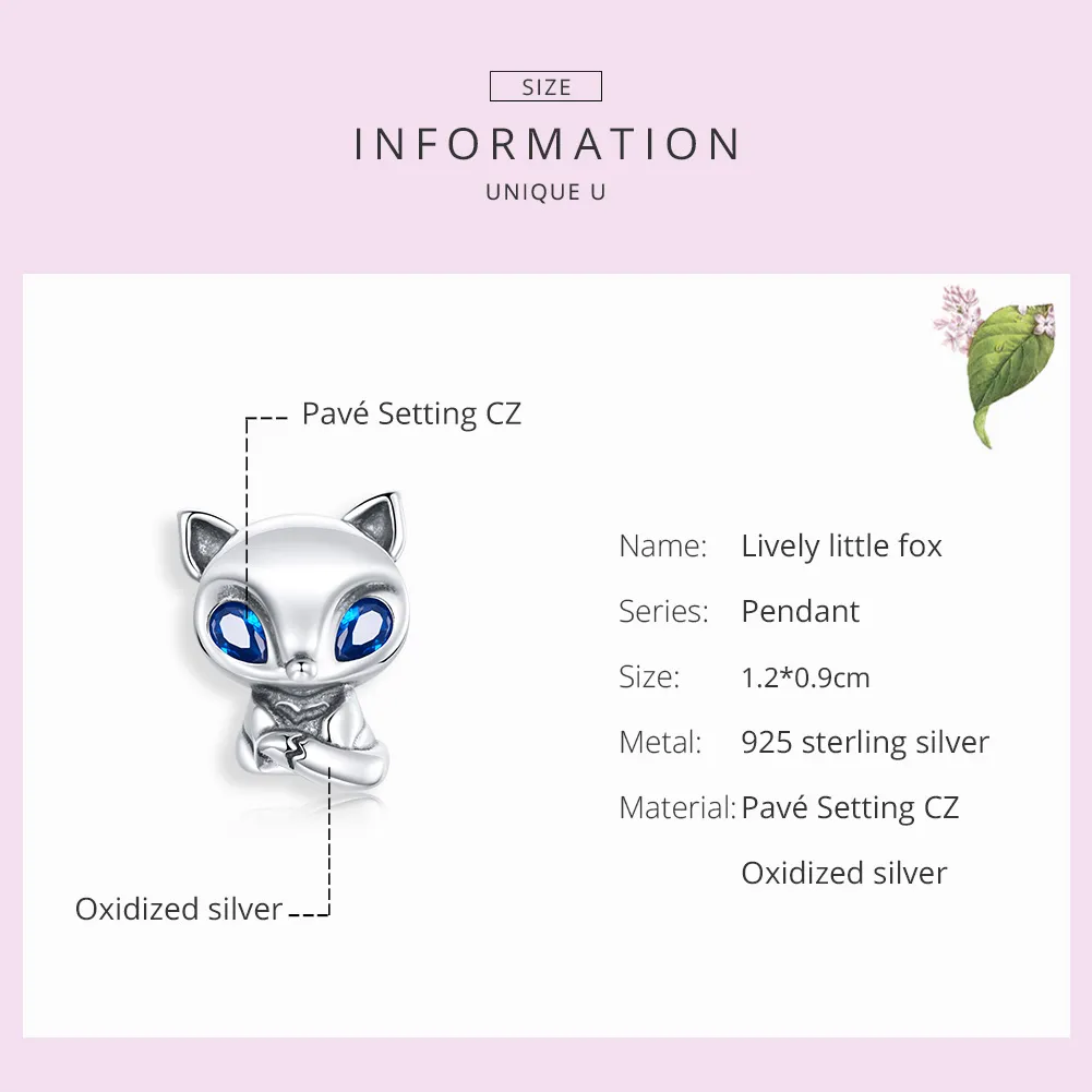 Pandora Style Silver Lively Little Fox Charm - SCC1808