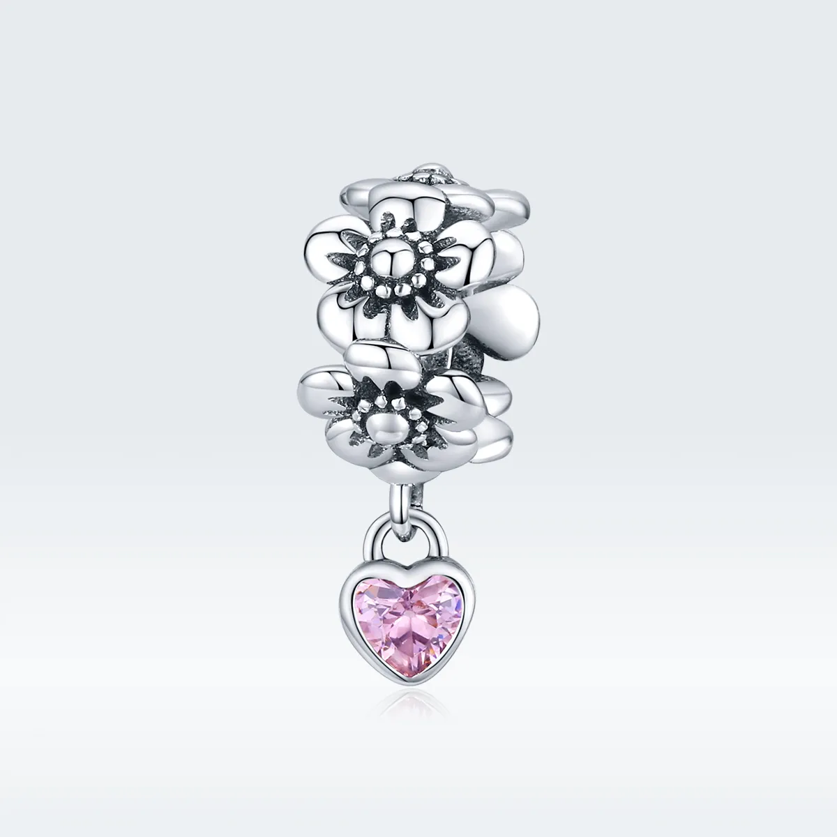 pandora style silver love flower charm scc1485