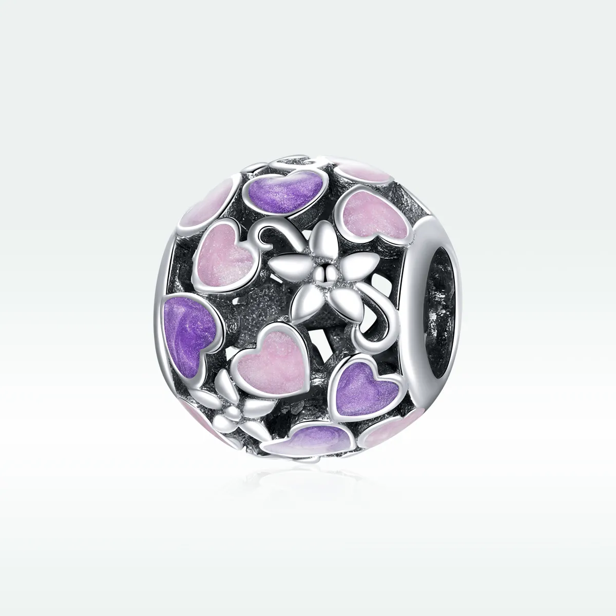 Pandora Style Silver Love Flowers Charm - SCC1798