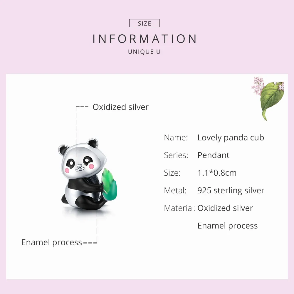 Pandora Style Silver Lovely Panda Cub Charm - SCC1832