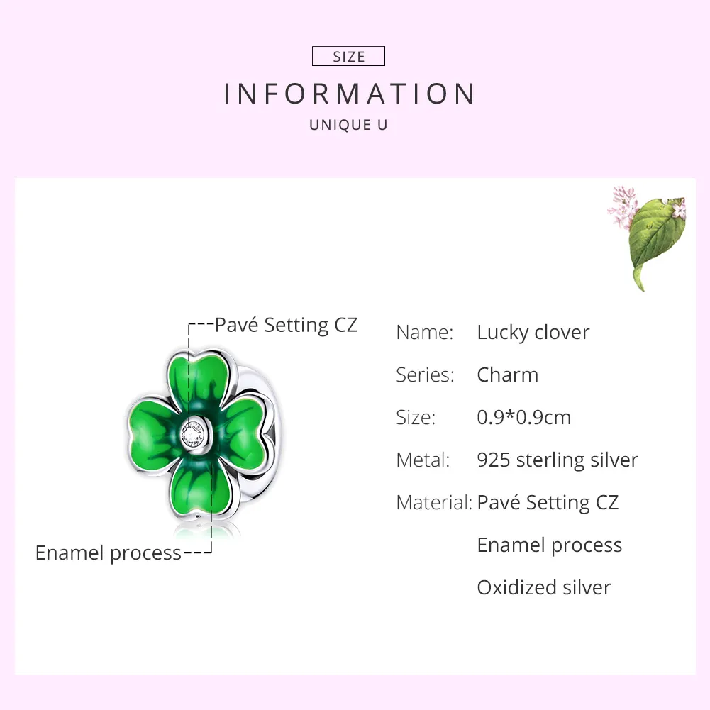 Pandora Style Silver Lucky Clover Charm - SCC1749