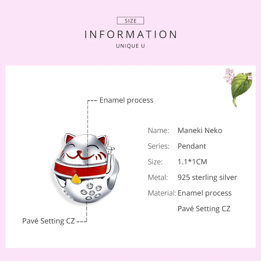 Pandora Style Silver Maneki Neko Charm - SCC1374