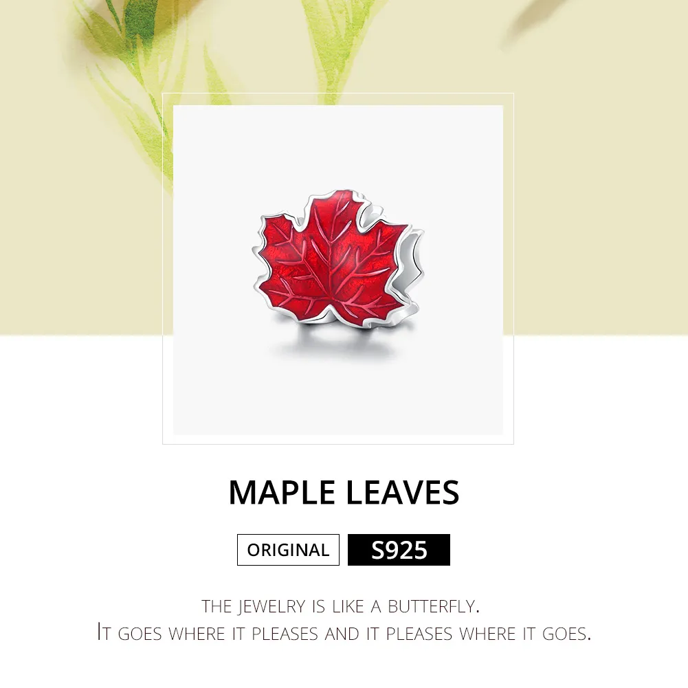 Pandora Style Silver Maple Leaf Charm - BSC335