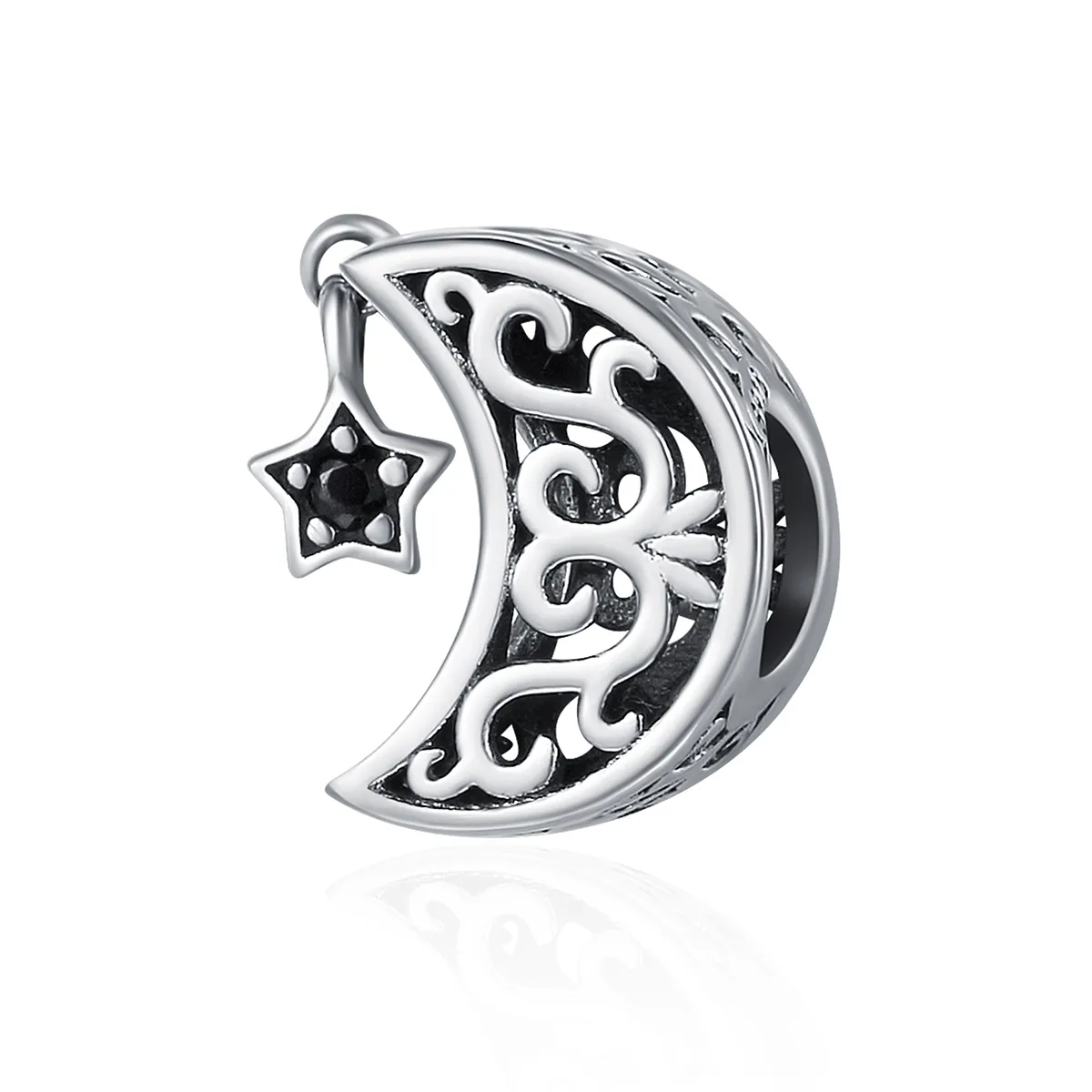 pandora style silver moon and star charm scc483