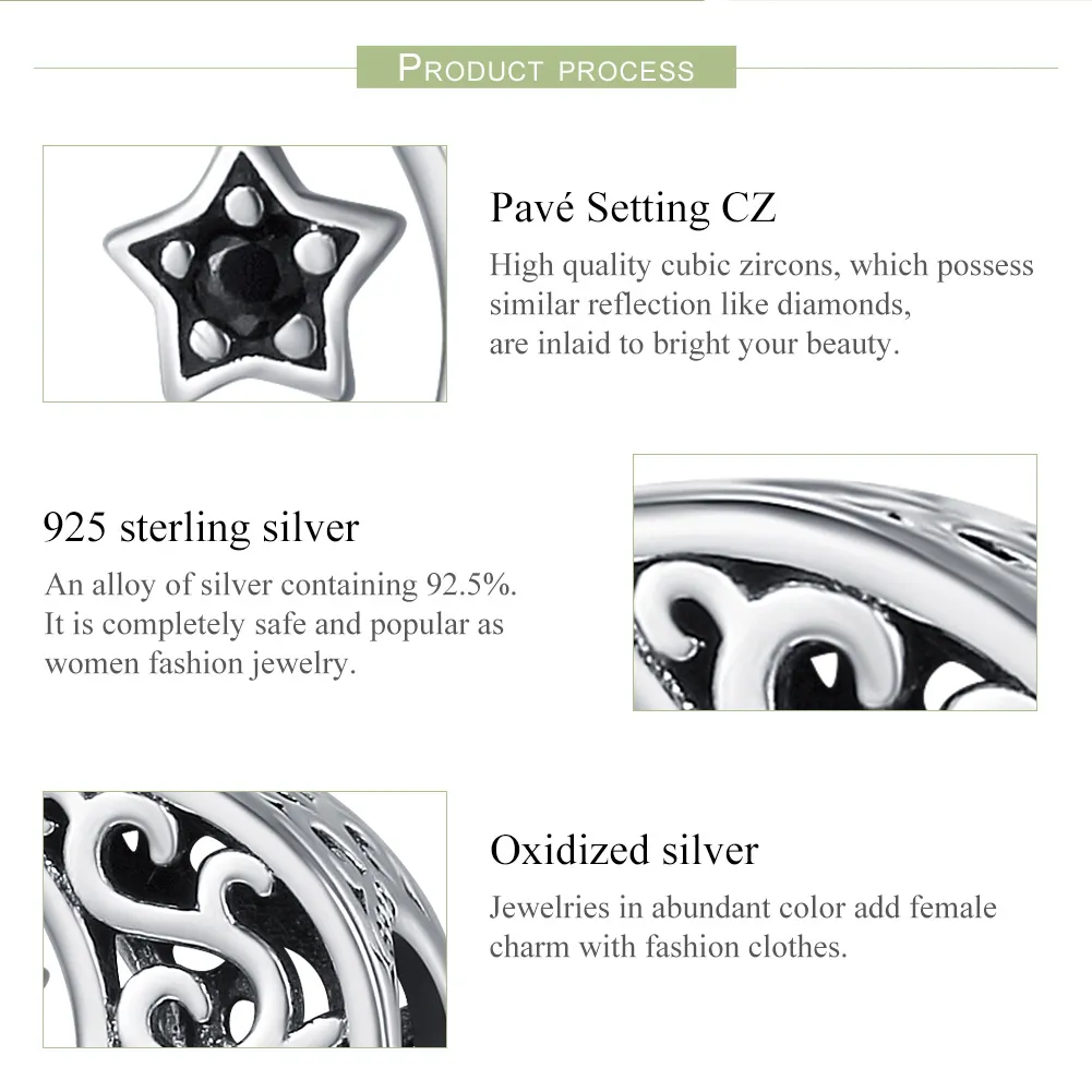 Pandora Style Silver Moon And Star Charm - SCC483