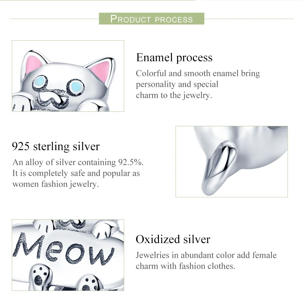 Pandora Style Silver Naughty Cat Perfume Bottle Charm - SCC874