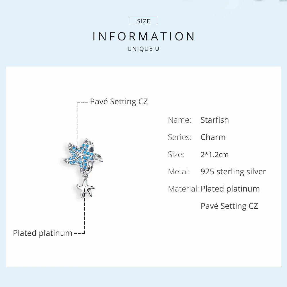 Pandora Style Silver Oceanic Starfish Charm - BSC252