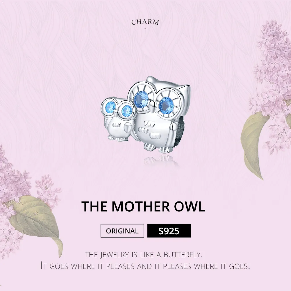 Pandora Style Silver Owl mother and child Charm - BSC238