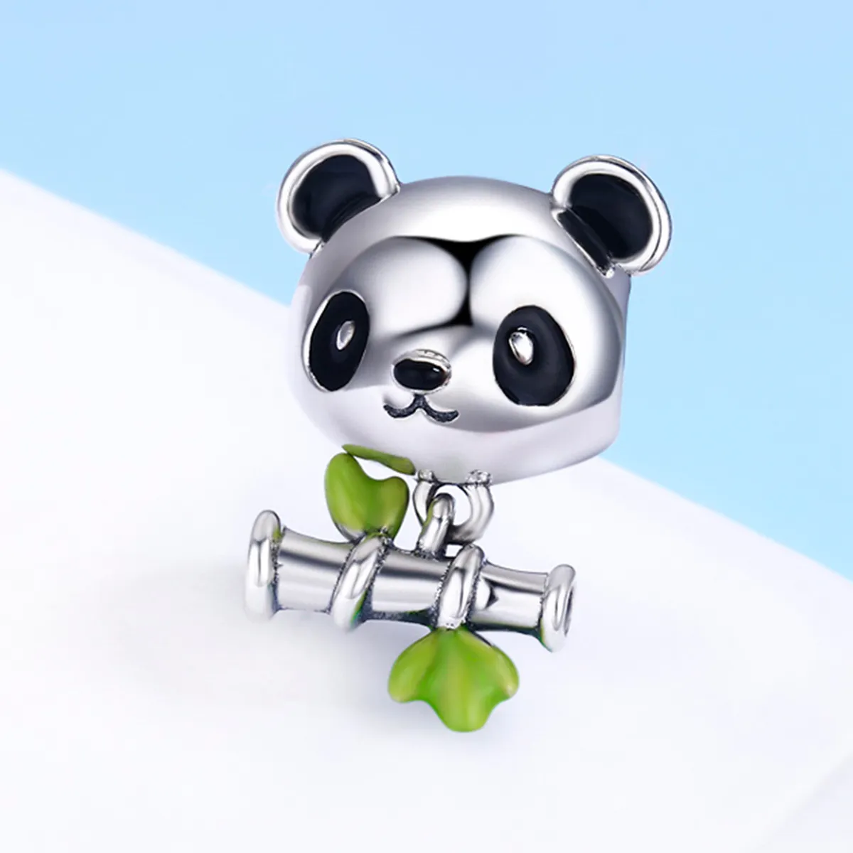 Pandora Style Silver Panda Loves to Eat Bamboo Charm - SCC325