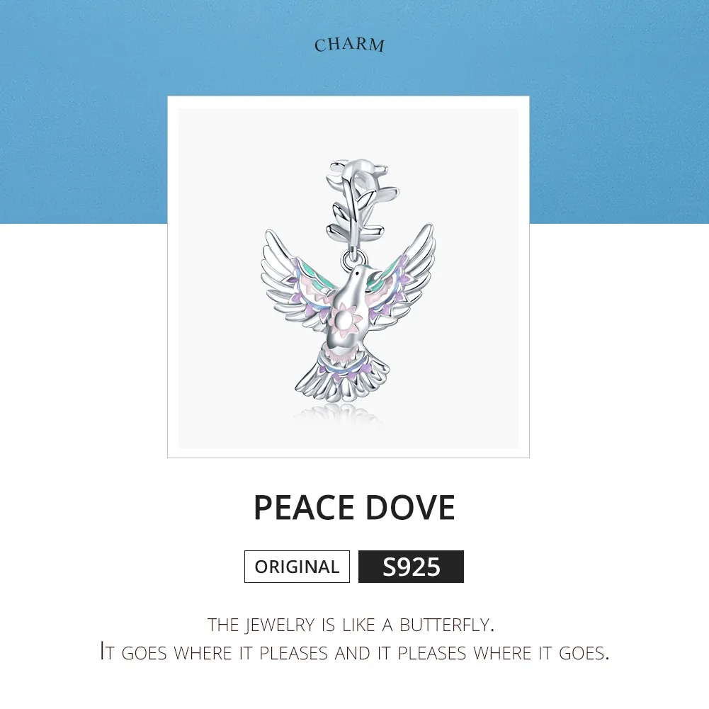 Pandora Style Silver Peace Dove Charm - BSC295