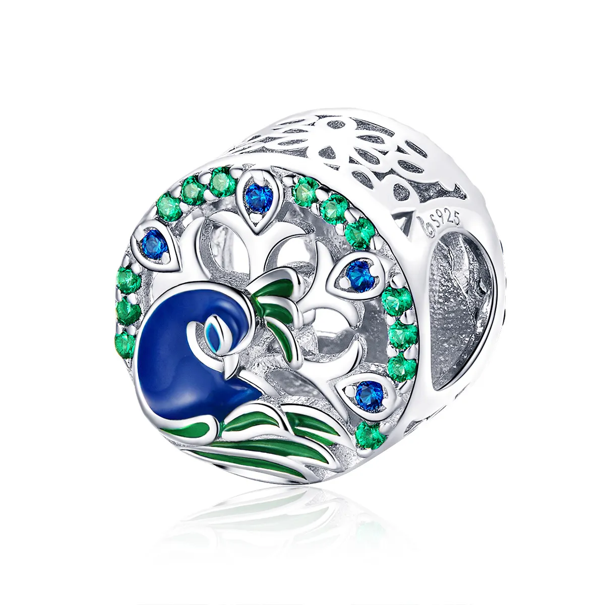 pandora style silver peafowl charm bsc037